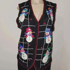 Snowman Holiday Ugly Christmas Sweater Vest Size M